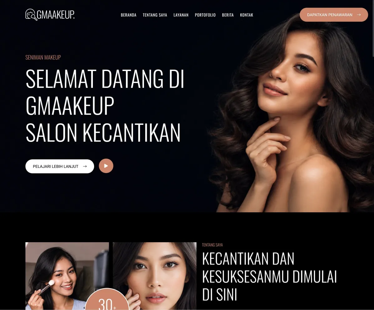Website Beauty gmaakeup portofolio Maerev Semarang
