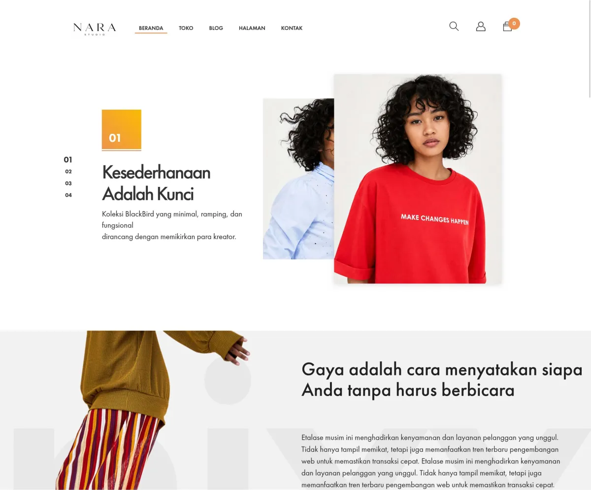Website Fashion Nara Studio portofolio Maerev Semarang