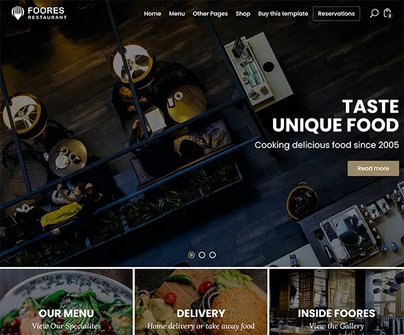 Demo template website FnB Foores Resttaurant | Maerev