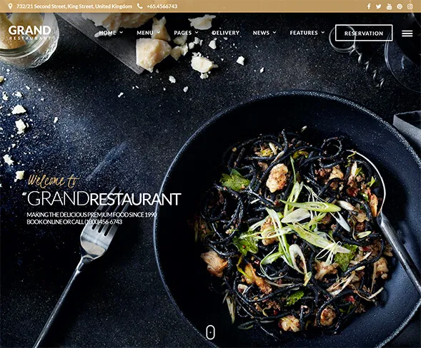 Demo template website FnB Grand Restaurant | Maerev