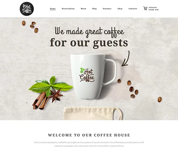 Demo template website FnB Hot Coffee | Maerev