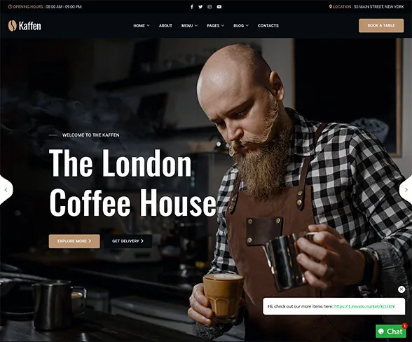 Demo template website FnB Kaffen | Maerev
