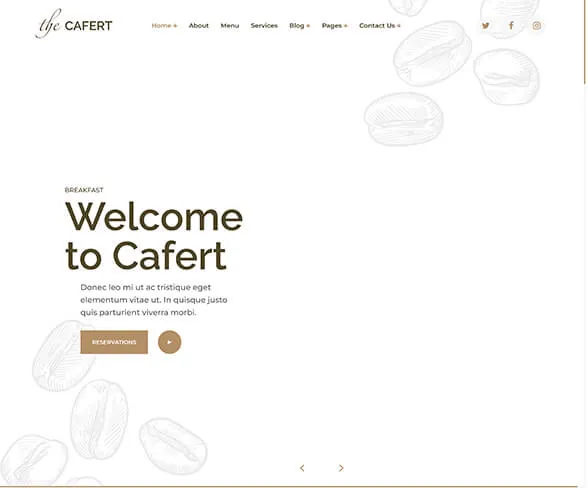 Demo template website FnB The Cafert | Maerev